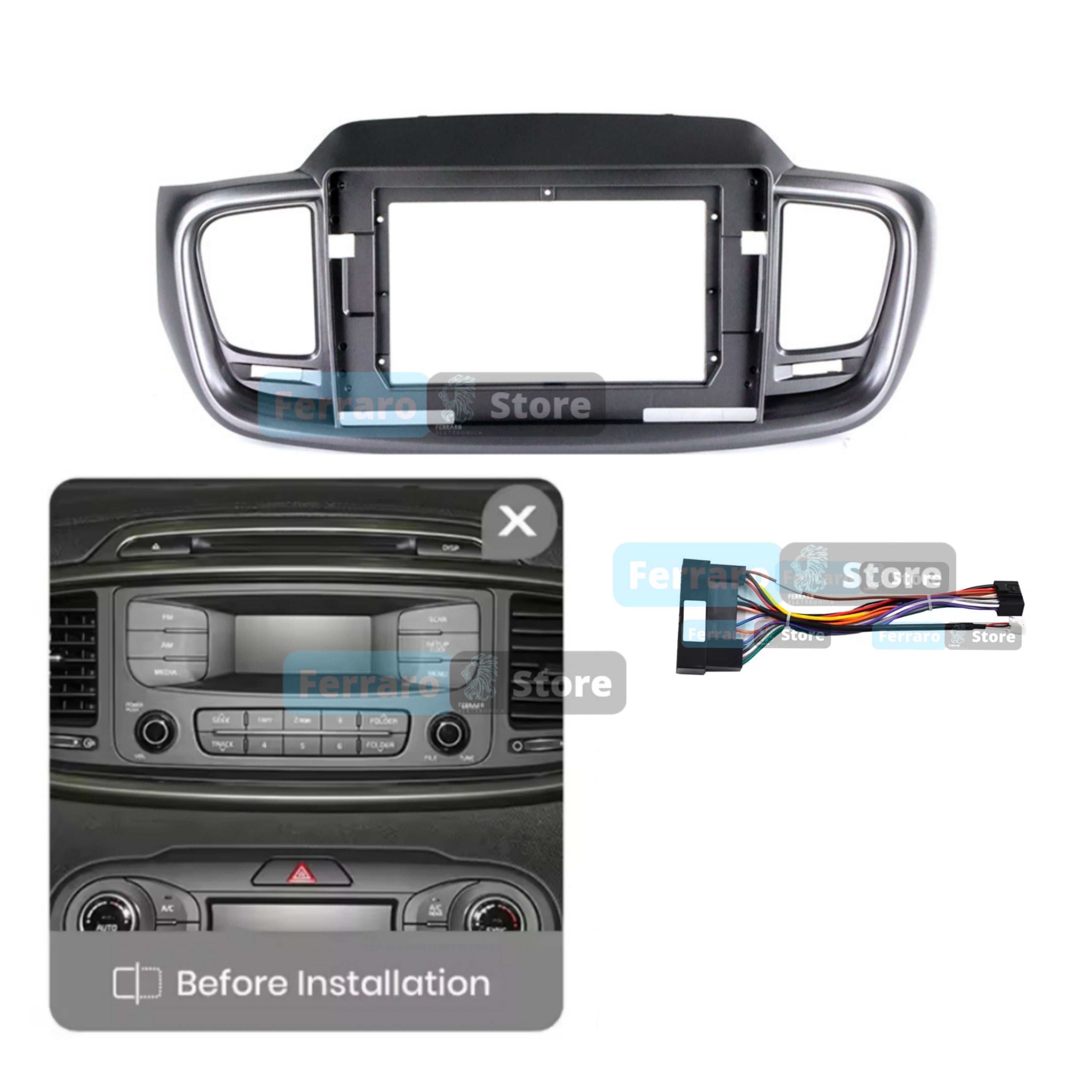 Kit Montaggio Autoradio 10.1"Pollici Kia Sorento 3 (2015-2018) Mascherina, Cablaggio per Autoradio Android