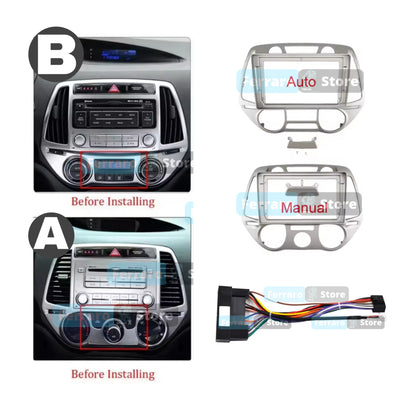 Kit Montaggio Autoradio 9"Pollici Hyundai i20 | 2008-2014 | Mascherina | Cablaggio | per Autoradio Android