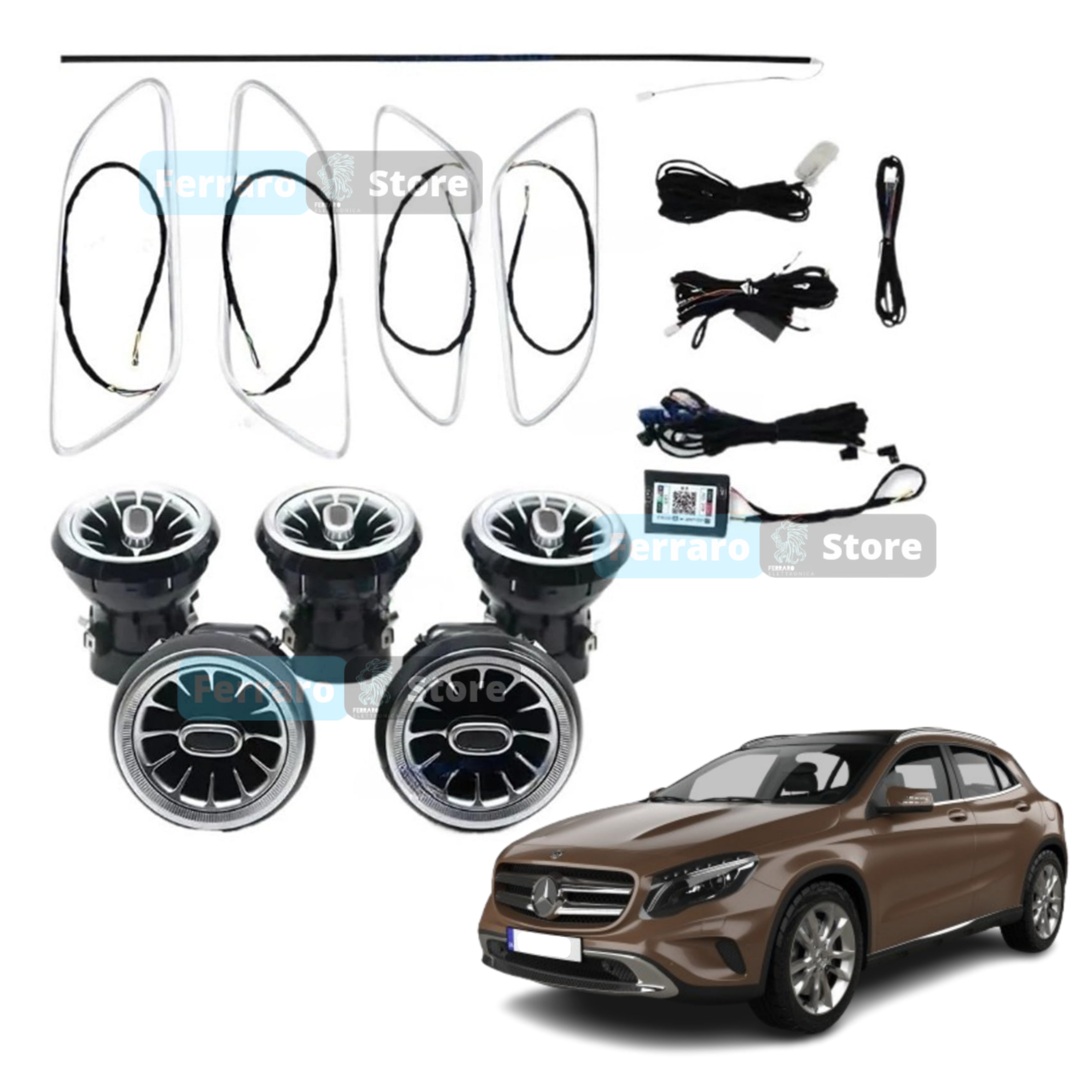 Ambient Light per Mercedes Classe A w176, GLA x156, CLA c117, 256 Colori, APP