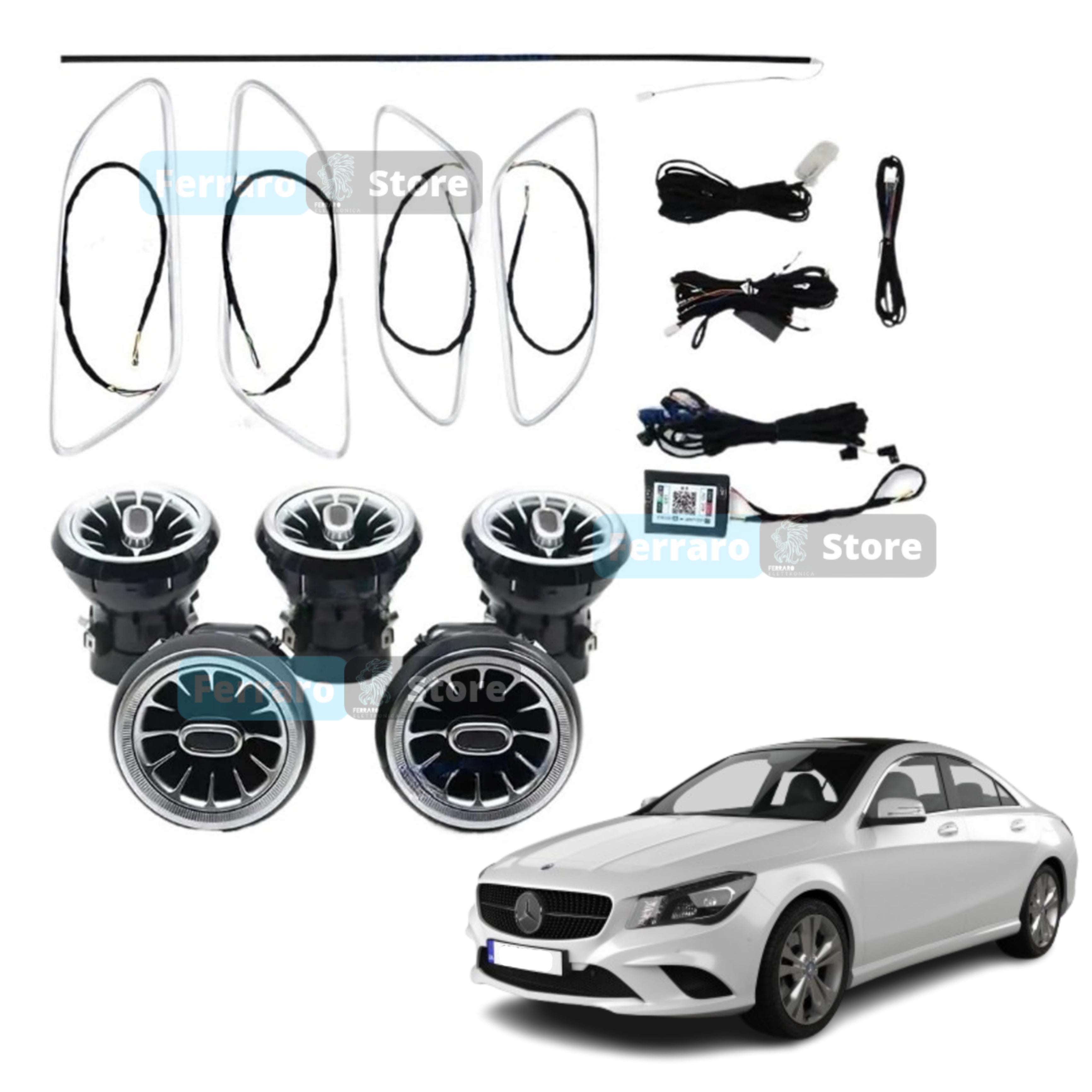 Ambient Light per Mercedes Classe A w176, GLA x156, CLA c117, 256 Colori, APP