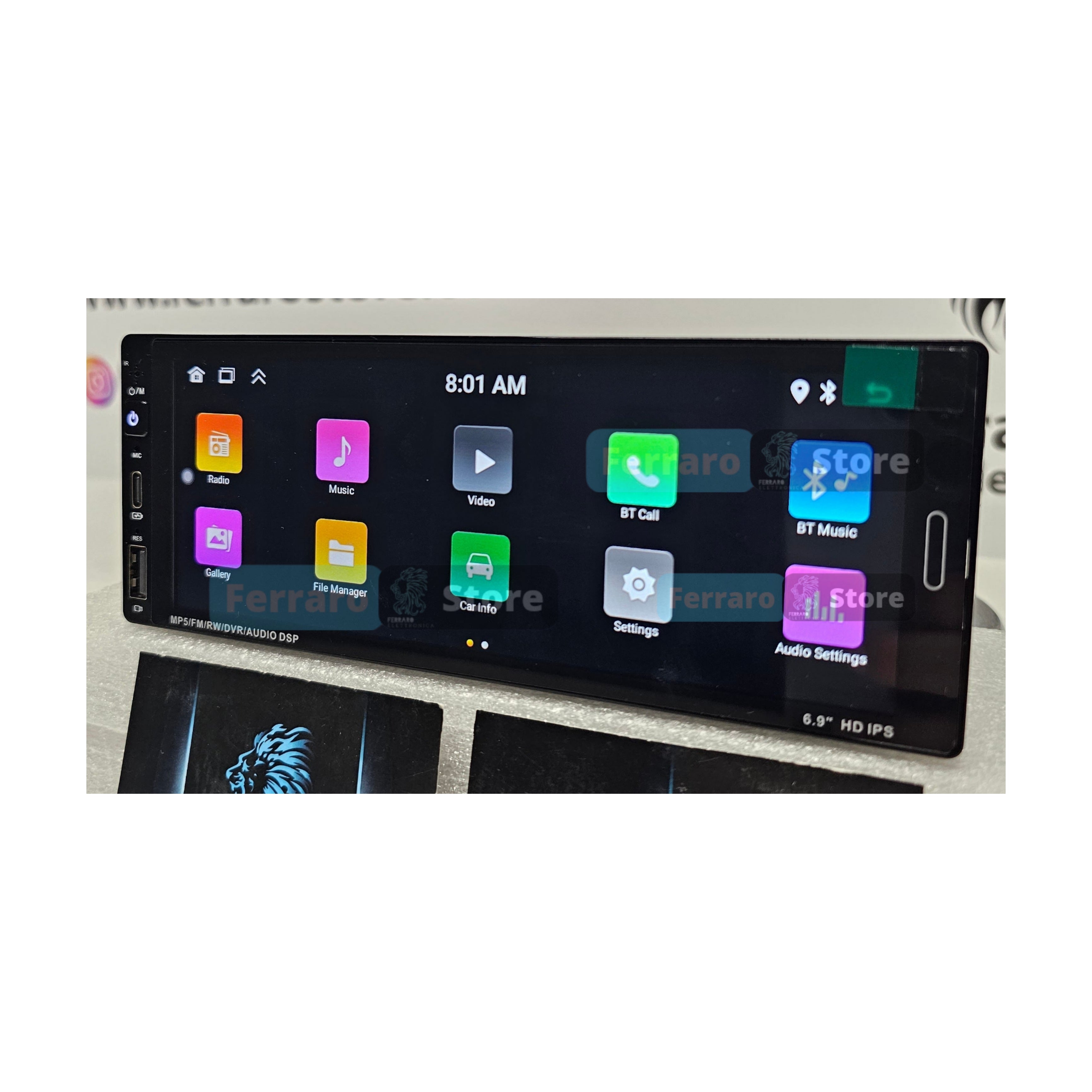 Autoradio Universale Fisso (Android) 1Din 6.9" Pollici, Bluetooth, CarPlay,  Android Auto, 2/32GB Ram