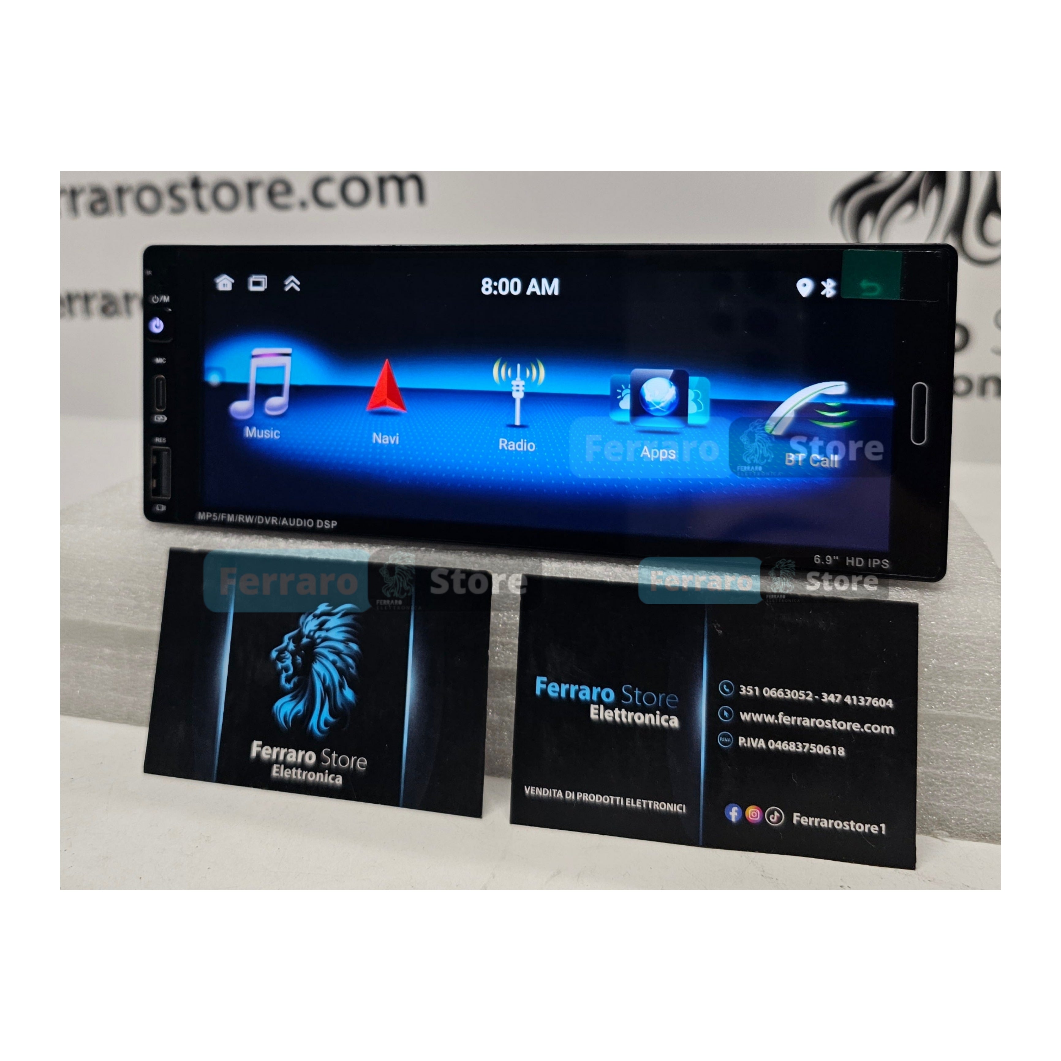 Autoradio Universale Fisso (Android) 1Din 6.9" Pollici, Bluetooth, CarPlay,  Android Auto, 2/32GB Ram