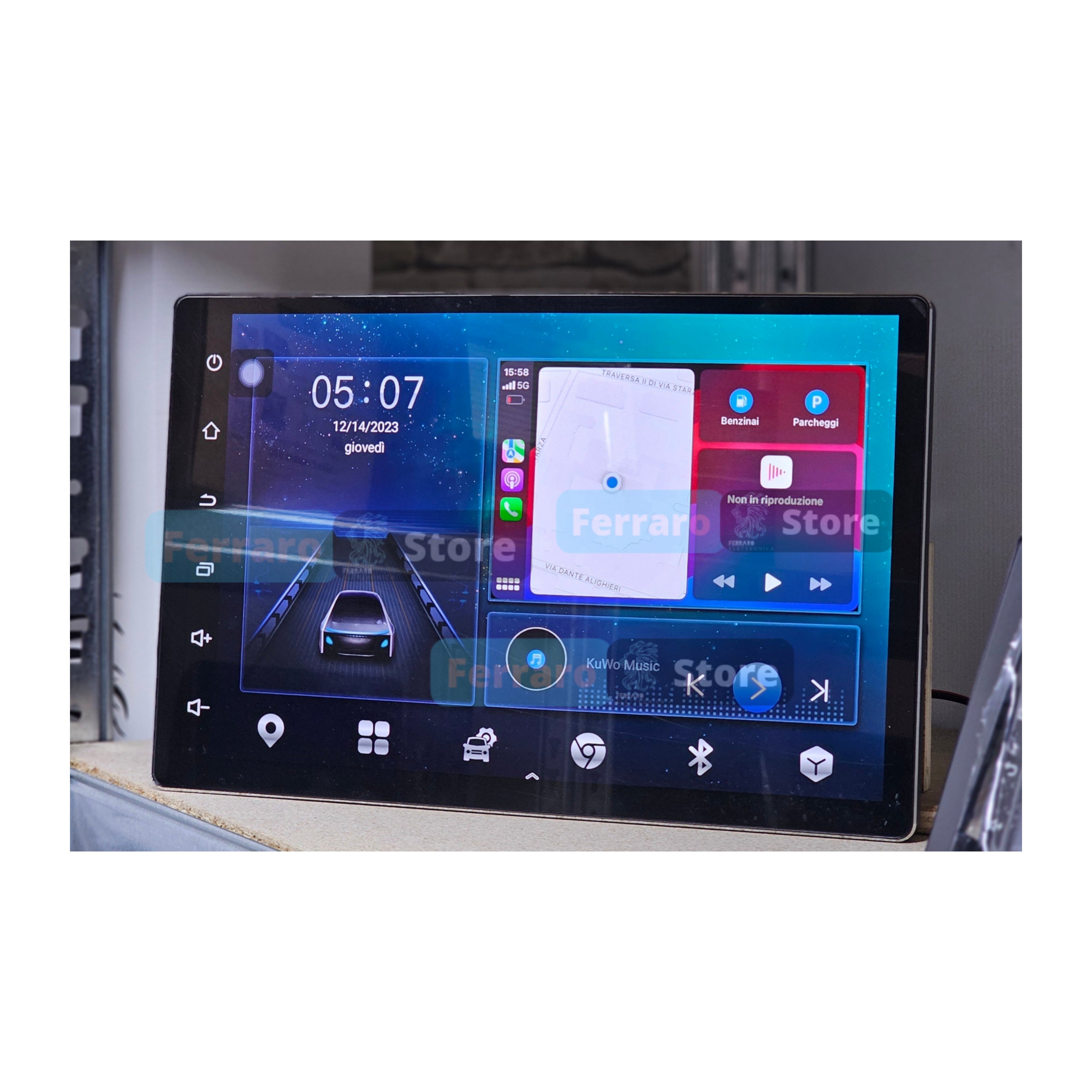 Autoradio Universale Fisso (Android) 2Din 13"Pollici, Bluetooth, CarPlay, Android Auto, 2/32GB Ram