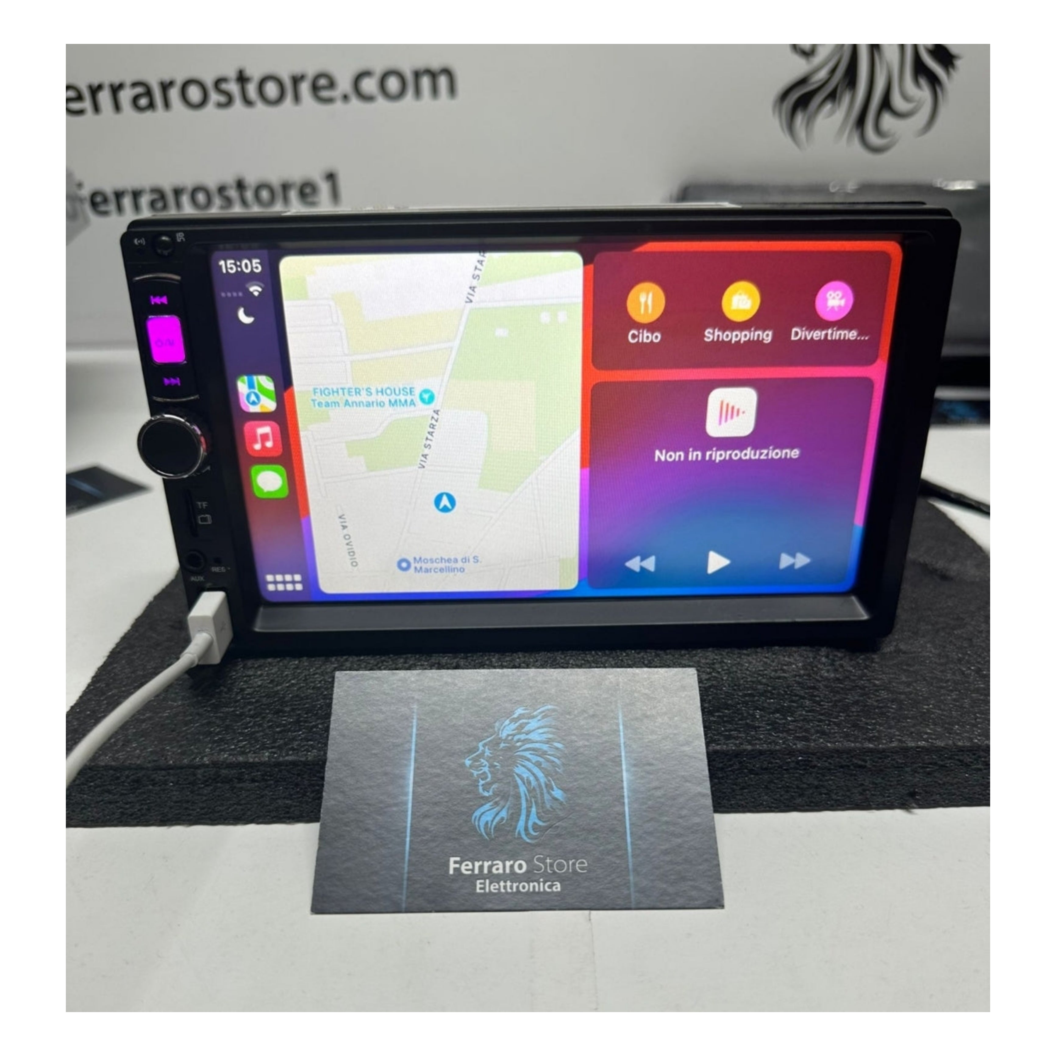 Autoradio Universale Fisso, 2Din 7"Pollici, USB, AUX, Bluetooth, Navigatore, CarPlay e Android Auto