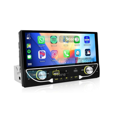 Autoradio Universale Fisso, 1Din 6.8"Pollici, Bluetooth, Radio, USB, Navigatore, CarPlay e Android Auto Cablato