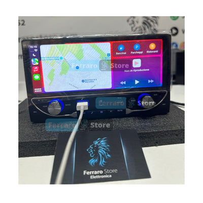 Autoradio Universale Fisso, 1Din 6.8"Pollici, Bluetooth, Radio, USB, Navigatore, CarPlay e Android Auto Cablato