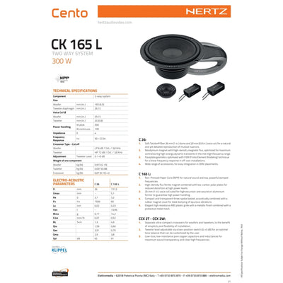 Hertz Kit 6 Casse, CK 165L, CX 100, Ant/Post per Fiat Tipo 2