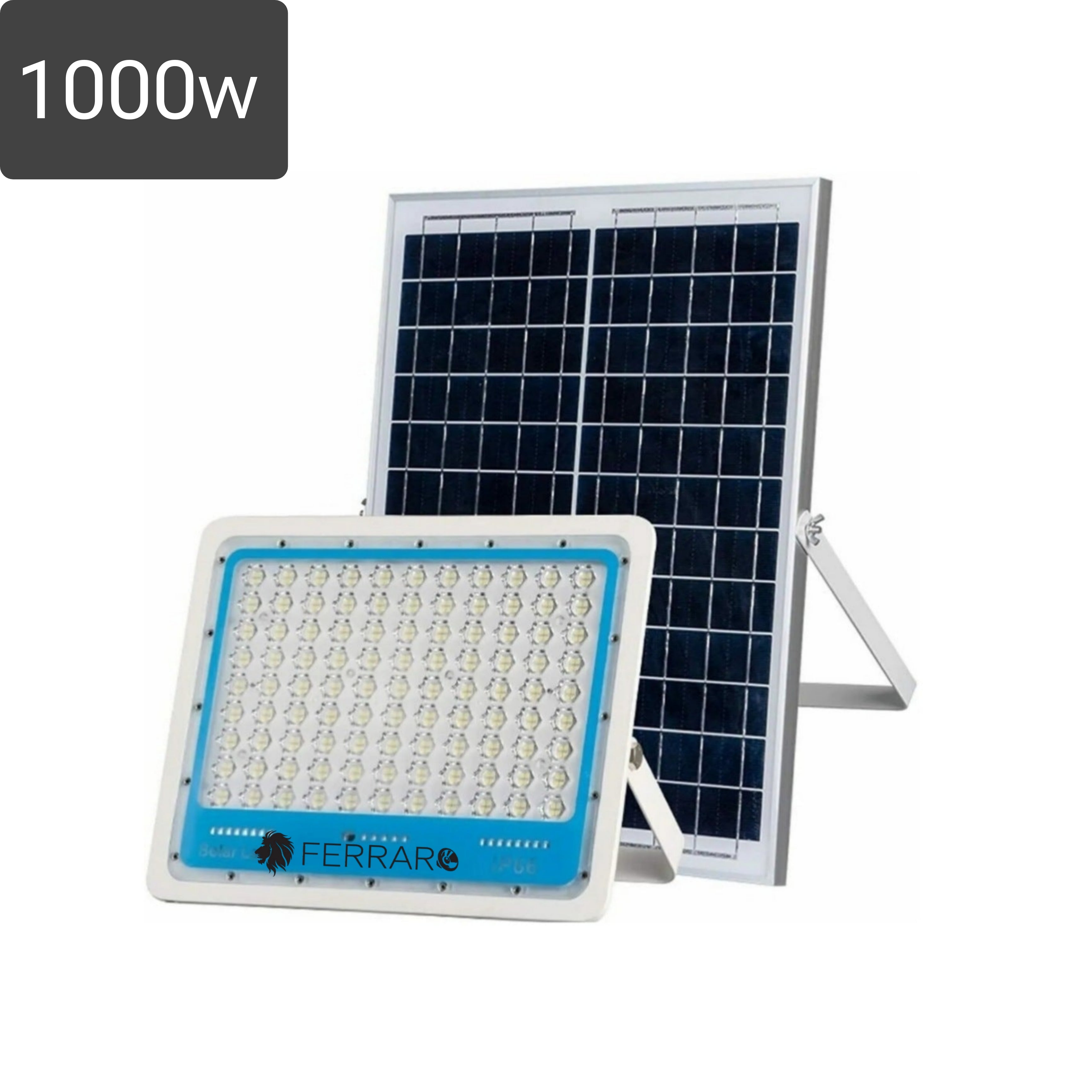 Faro Solare 1000w, Slim, IP66, Pannello Solare, Telecomando, Luce Fredda,  Crepuscolare.