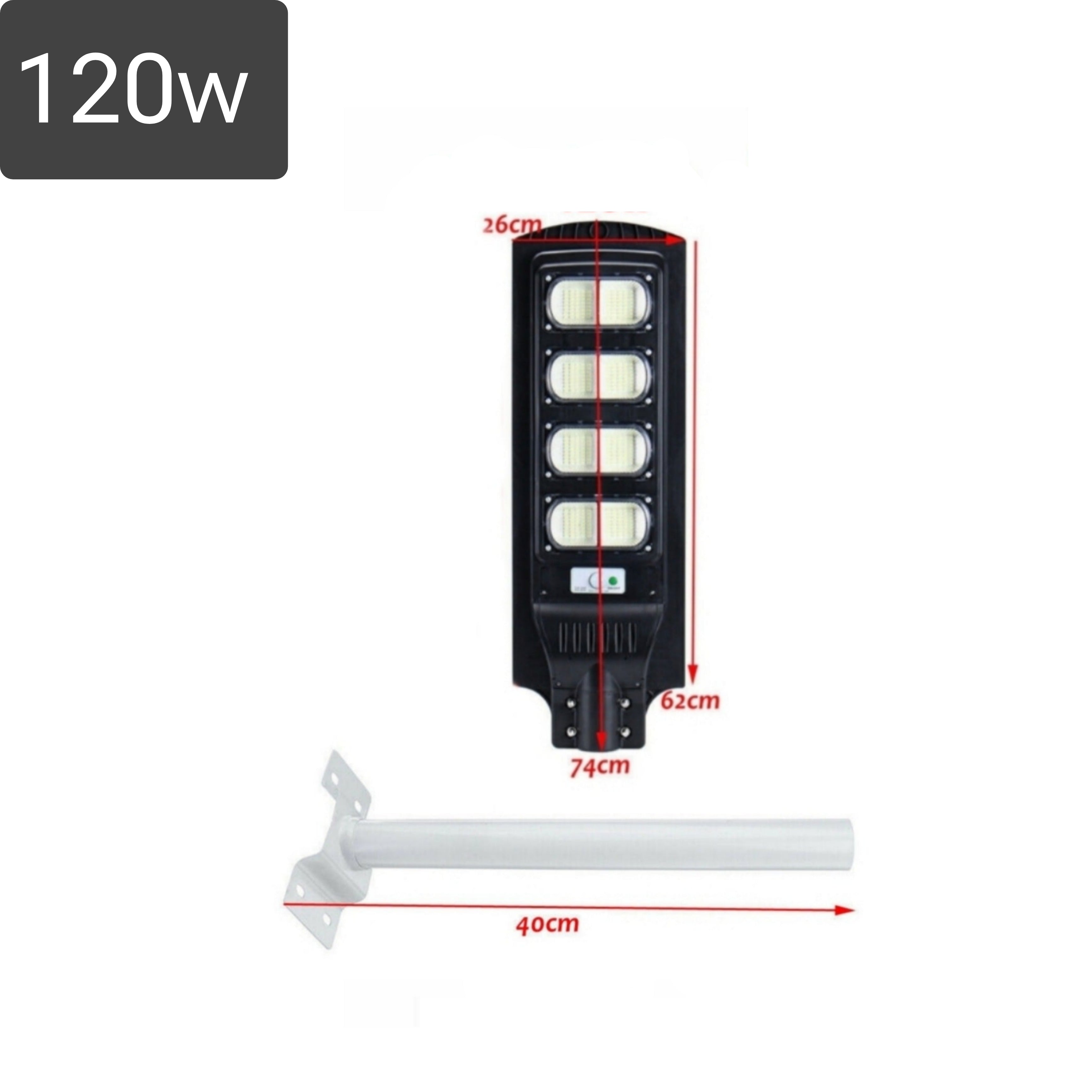 Lampione Solare 120w, IP66, Pannello Solare,Telecomando, Luce Fredda, Crepuscolare.