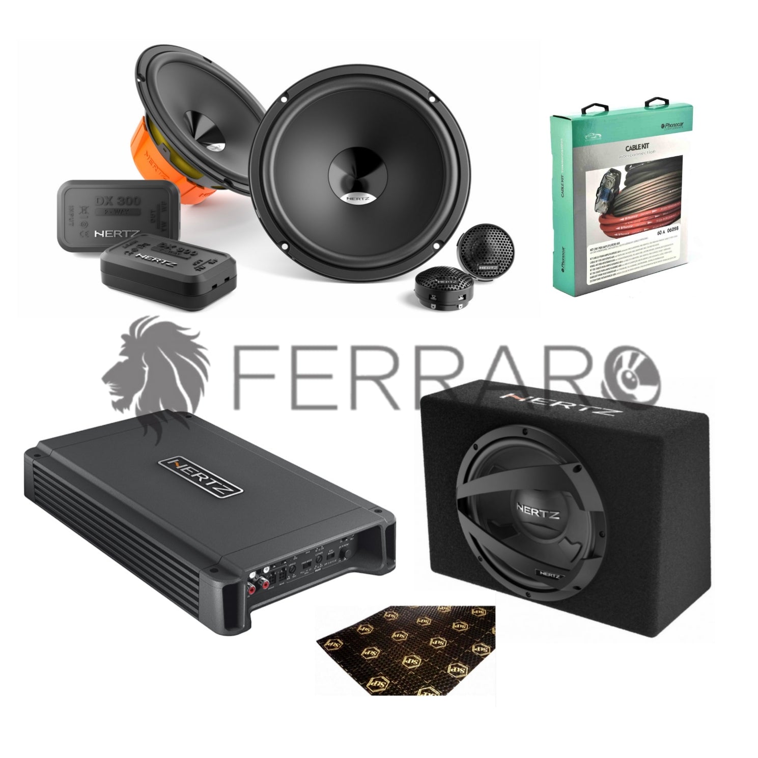 Hertz Sound Casse DSK 165.3, Amplificatore HCP 4, Sub DBX 30.3, Set Cavi