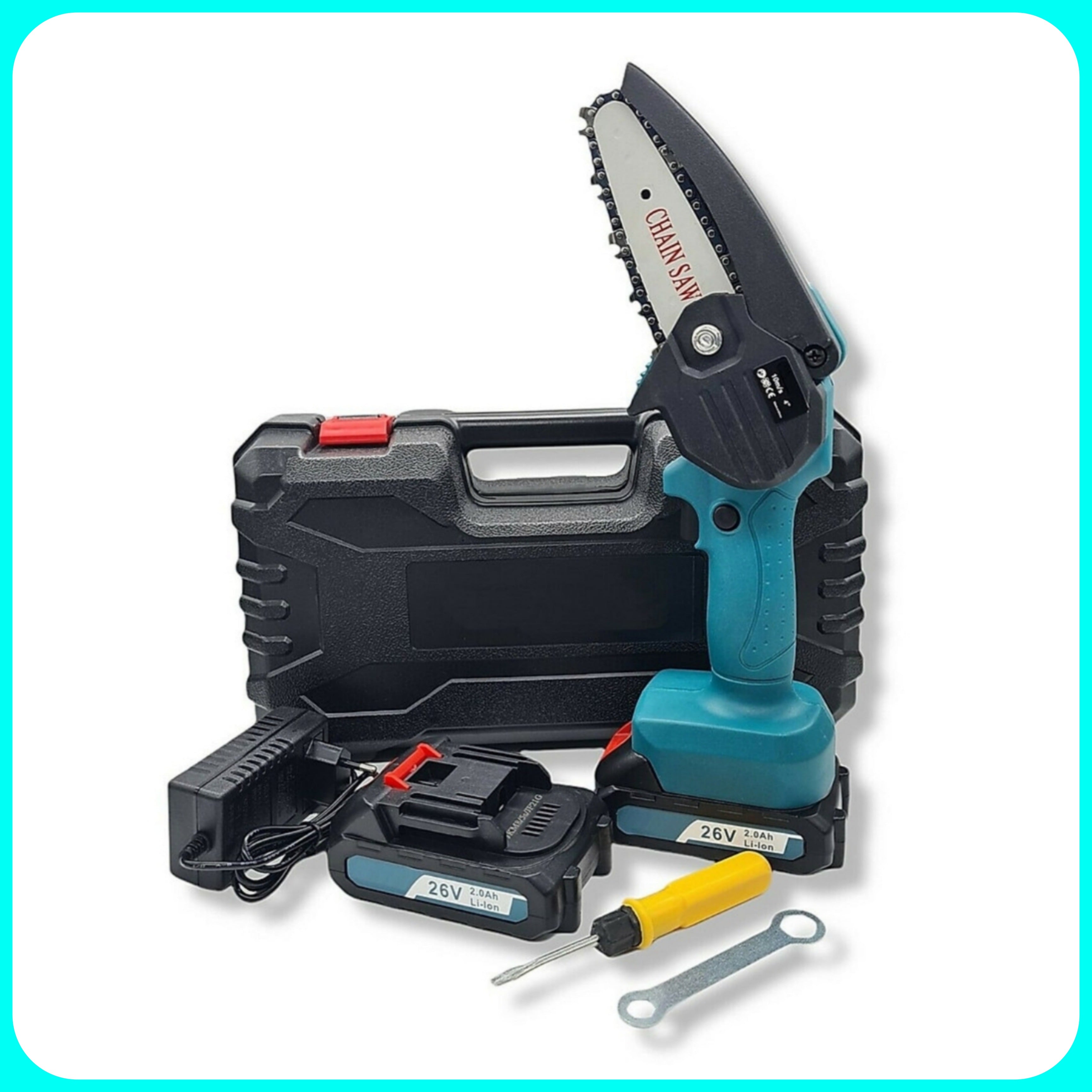 Mini Motosega Elettrica, 6"Pollici, Doppia Batteria, Portatile, 48v, Motosega, Giardinaggio, Potatura, Valigetta
