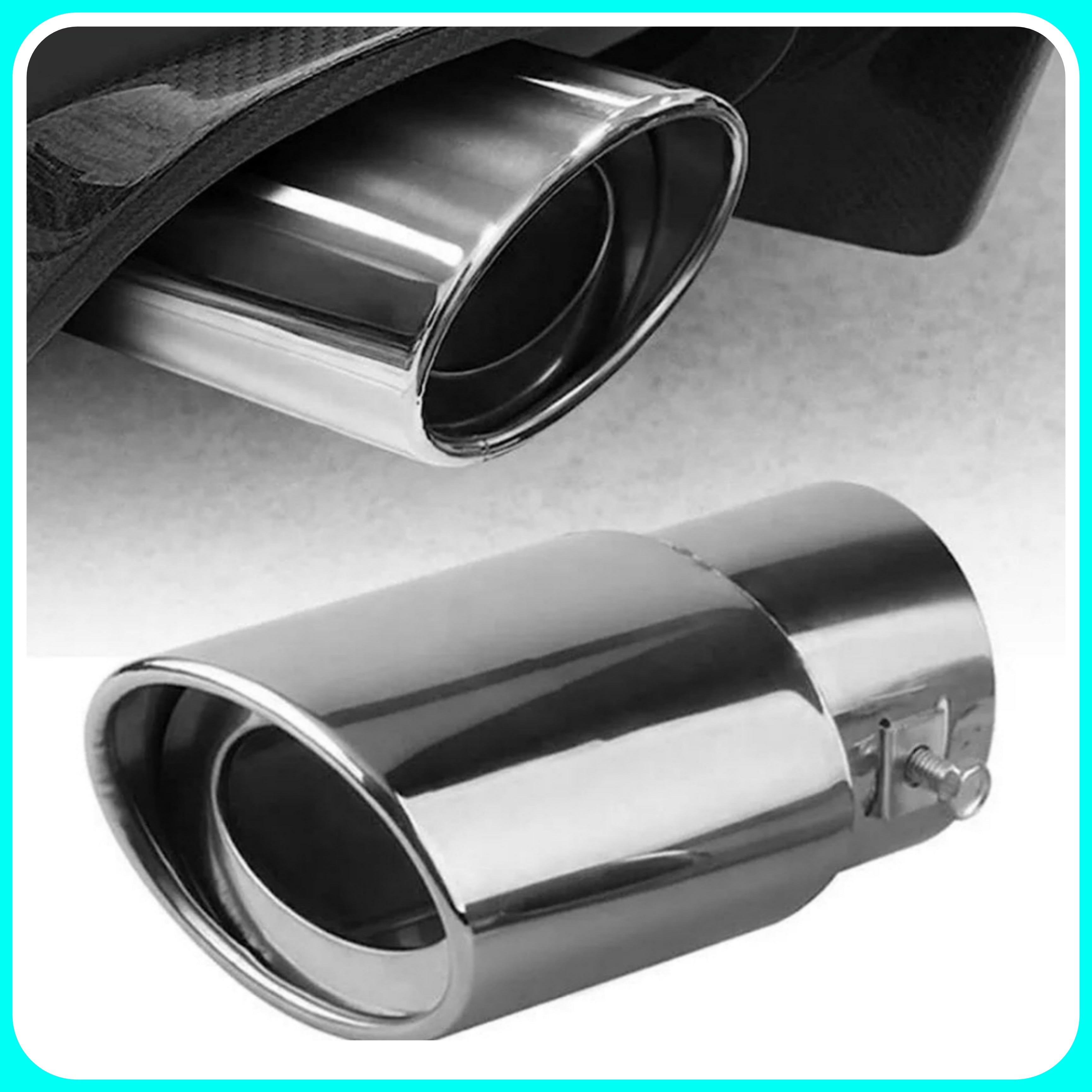 Car Exhaust Pipe - Car Exhaust Tip, Stainless Steel, For Modified Cars, Bright Silver Straight