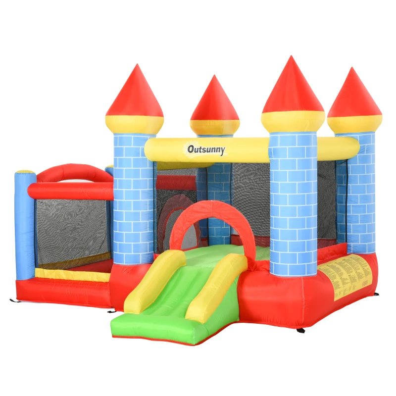 Outsunny Castello Gonfiabile Gigante e Rimbalzante per Bambini 3-8 Anni con Scivolo, Piscina e Canestro, 280cmx260cmx210cm