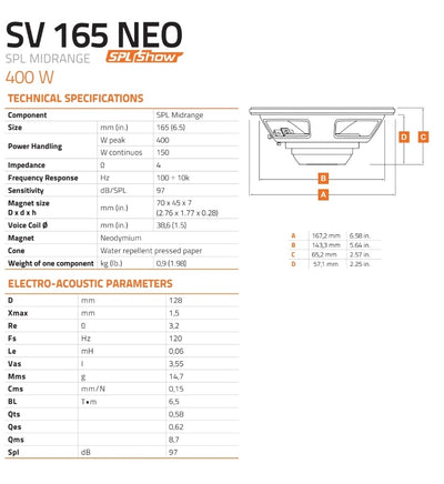 Hertz SV 165 NEO, 165mm, 150w, RMS