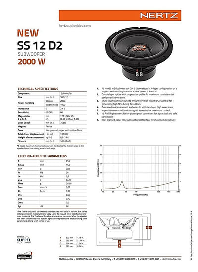 Hertz SS 12 D2, Subwoofer 300mm, 2000W