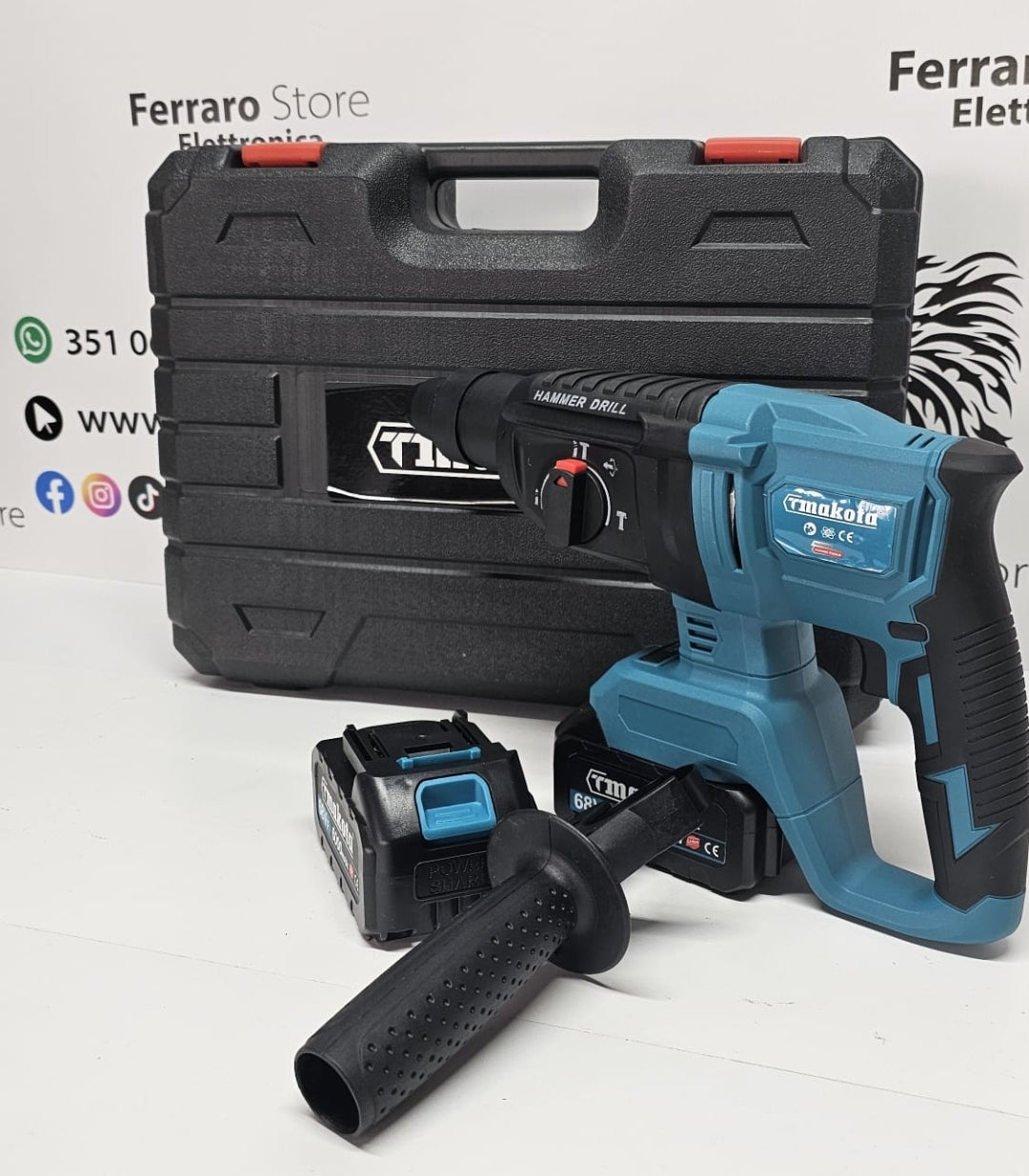 Tassellatore Professionale 68v, Doppia Batteria, Tassellatore, Demolitore, Scalpellatore, SDS Plus