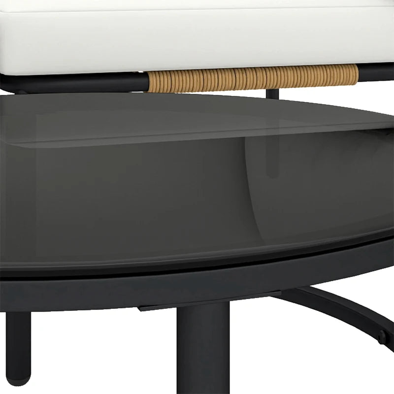 Outsunny Set da Giardino 5 Pezzi in Rattan Modulabile con Divano a L, Tavolino e Cuscini, Cachi