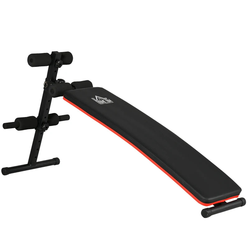 Panca per Addominali Pieghevole e Regolabile con Schienale Imbottito, 47x139x51-69cm, Nero e Rosso