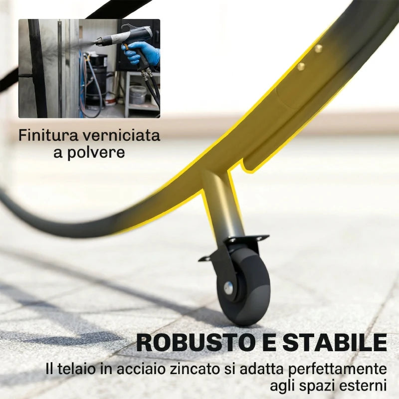 Outsunny Lettino Prendisole Doppio con Baldacchino Rimovibile, Ruote, Cuscini e Tasche, Grigio