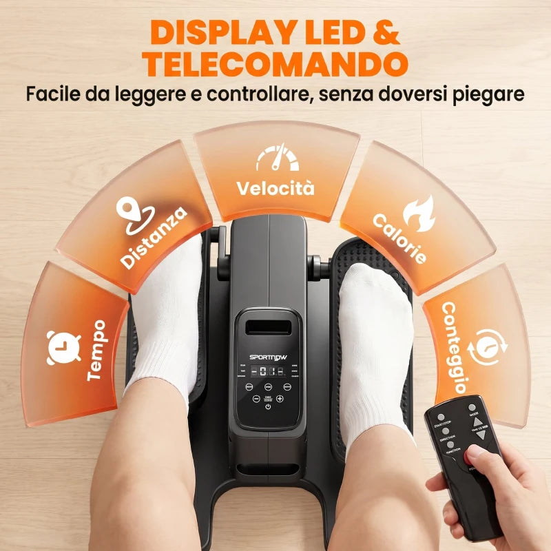 SPORTNOW Mini Ellittica da Scrivania, Manuale/Automatica, 12 Velocità Regolabili per Casa.