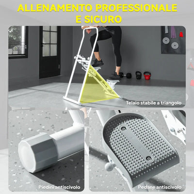 SPORTNOW Stepper Vertical Climber Pieghevole con Impugnatura Regolabile, Pedali Antiscivolo e Monitor LCD, Bianco