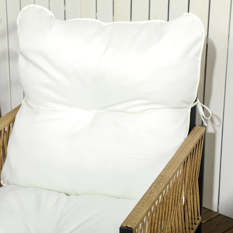 Outsunny Set da Giardino 4 Pezzi in Rattan con Divanetto, 2 Sedie e Tavolino da Caffè, Nero, Marrone e Crema