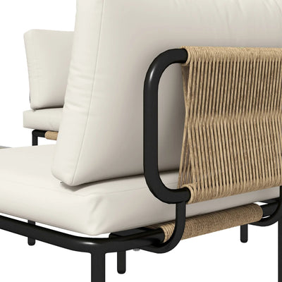 Outsunny Set da Giardino 5 Pezzi in Rattan Modulabile con Divano a L, Tavolino e Cuscini, Cachi
