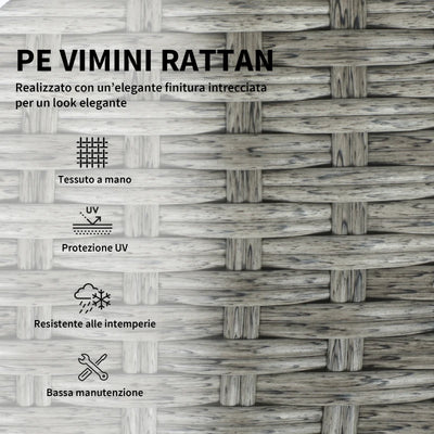 Outsunny Set da Esterno 6pz con Divano, 2 Sedie, Tavolino con Piano in Vetro e 2 Pouf, Grigio Scuro
