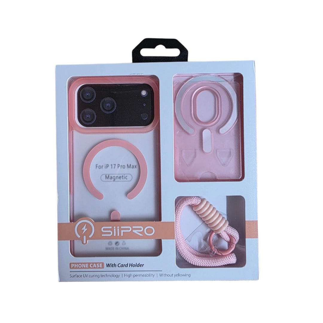 Kit Cover Magnetica Magsafe SiiPRO per iPhone 17 Pro Max - Con Porta Carte e Laccetto Cordone