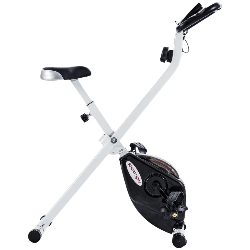 SPORTNOW Cyclette Pieghevole Magnetica 8 Livelli, Display LCD, Rotelle e Sellino Regolabile, Nero