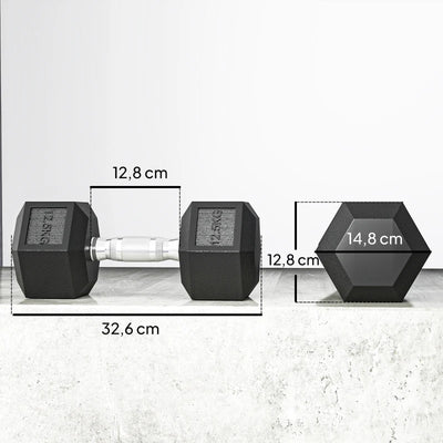 HOMCOM Set di Manubri Palestra da 2x12.5 kg Esagonale, Pesi per Palestra con Impugnatura Zigrinata Antiscivolo, Nero