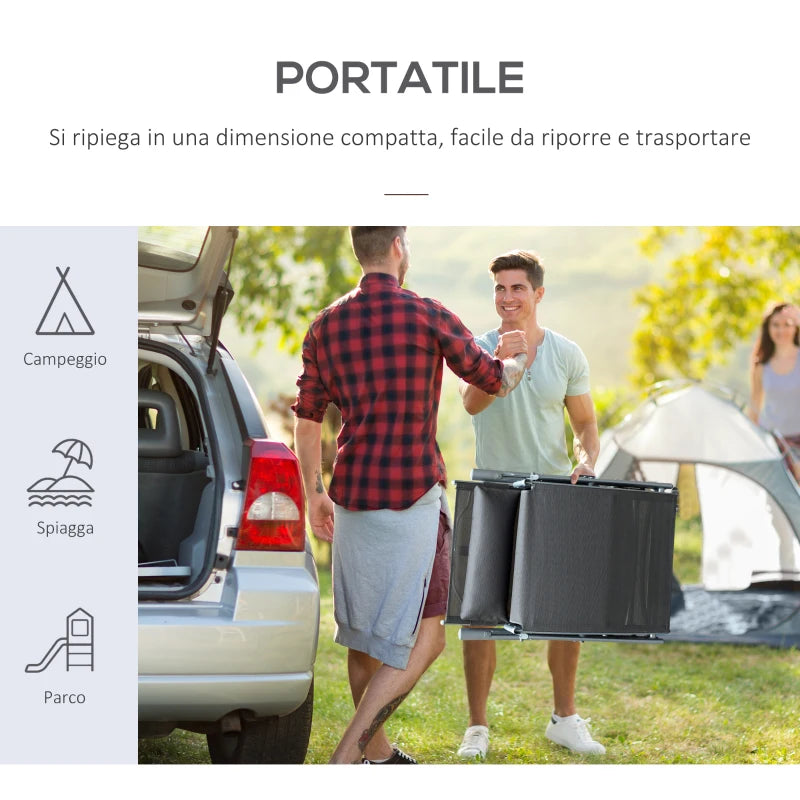 Outsunny Sdraio Da Giardino Pieghevole e Reclinabile su 7 Livelli con Cuscino e Materassino, 137x63.5x100.5 cm, Grigio