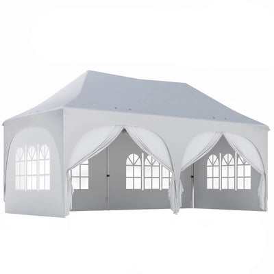Outsunny Gazebo da Giardino Pieghevole 3x6 m con Pareti Rimovibili e Borsa di Trasporto, Bianco