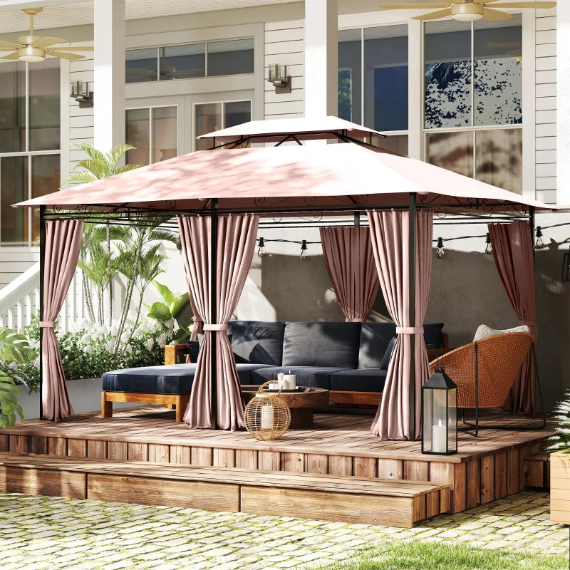 Outsunny Gazebo da Giardino Gazebo da Esterno Doppio Tetto 3x3 m Grigio Scuro