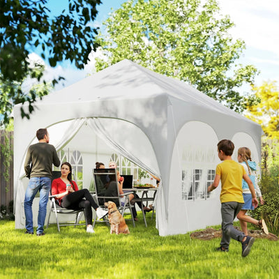 Outsunny Gazebo da Giardino Pieghevole 3x6 m con Pareti Rimovibili e Borsa di Trasporto, Bianco