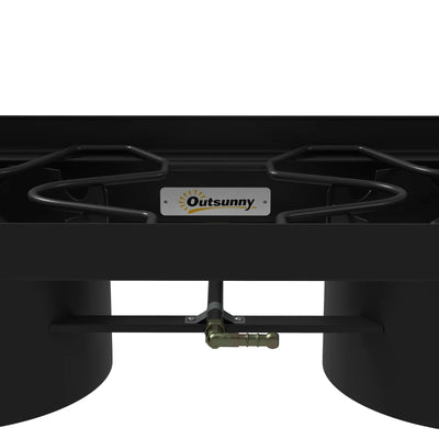 Outsunny Fornello a Gas da Campeggio con 2 Bruciatori 150,000 BTU in Metallo con Gambe Rimovibili, Nero