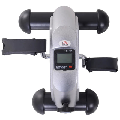 HOMCOM Mini Cyclette Portatile per Gambe e Braccia, Pedaliera per Riabilitazione con Display LCD, Argento