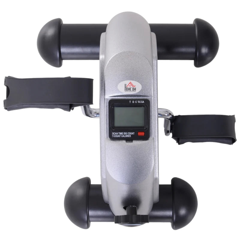HOMCOM Mini Cyclette Portatile per Gambe e Braccia, Pedaliera per Riabilitazione con Display LCD, Argento