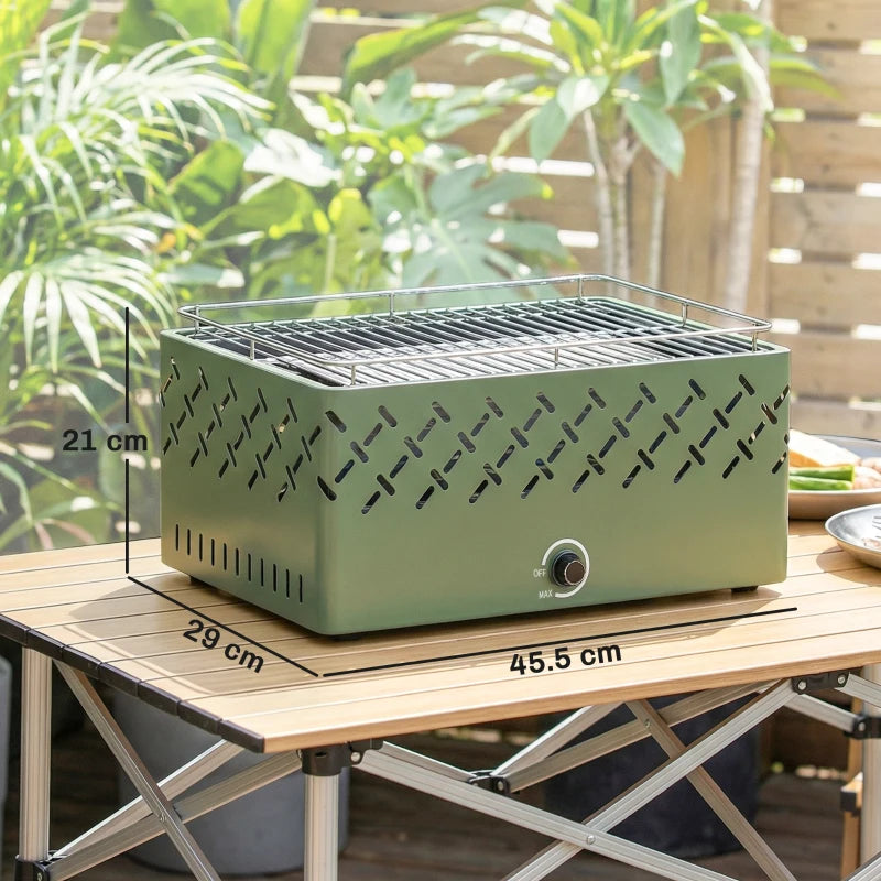 Outsunny Barbecue Portatile a Carbone con Ventilatore Integrato per Esterni, Verde Chiaro