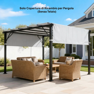 Outsunny Telo Gazebo Pergola 3x3 m con Tasche e Cinghie per Aste, in Poliestere, 488x122 cm, Grigio Chiaro