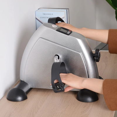 HOMCOM Mini Cyclette Portatile per Gambe e Braccia, Pedaliera per Riabilitazione con Display LCD, Argento