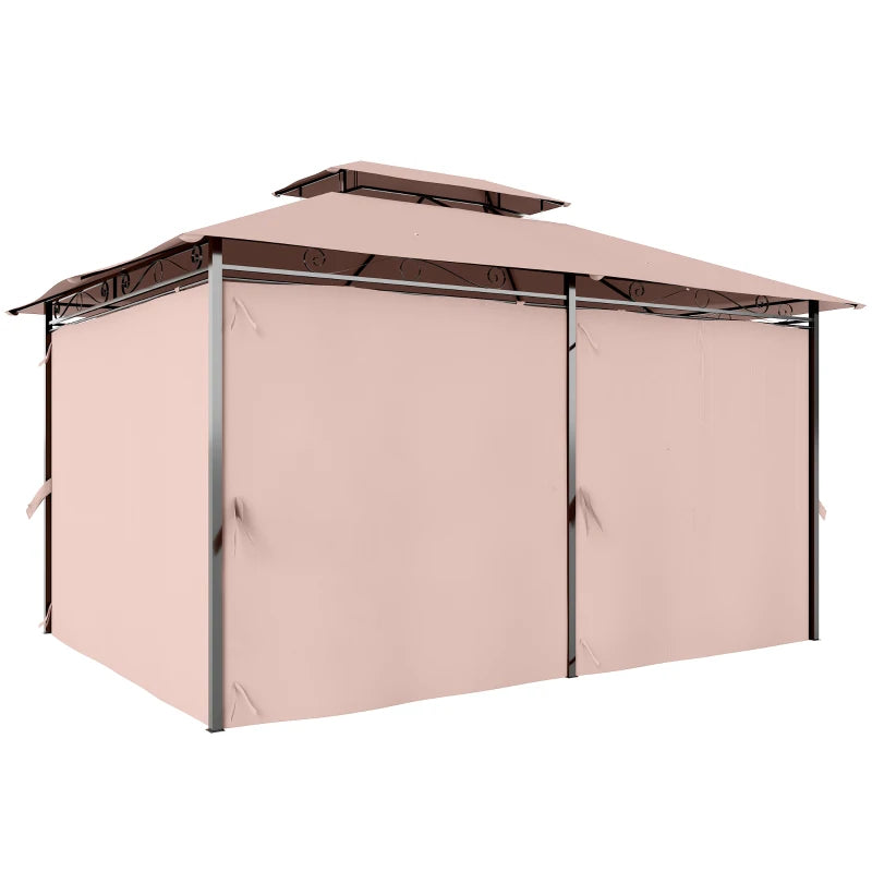 Outsunny Gazebo da Giardino Gazebo da Esterno Doppio Tetto 3x3 m Grigio Scuro
