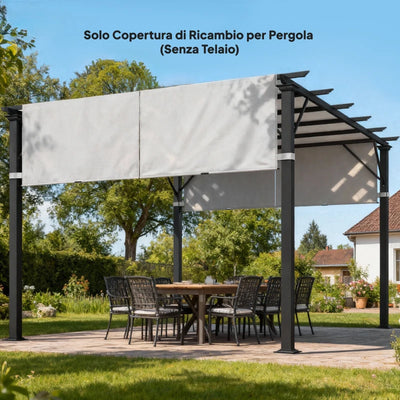Outsunny Telo Gazebo Pergola 3x3 m con Tasche e Cinghie per Aste, in Poliestere, 488x122 cm, Grigio Chiaro