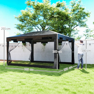 Outsunny Gazebo 4x3 m Pieghevole con Zanzariera e 2 Ingressi, in Metallo e PE, Grigio Scuro