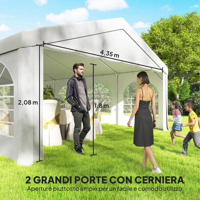Outsunny Tendone da Giardino 10x5 m con 10 Pareti Laterali Rimovibili, in PE e Metallo Galvanizzato, Bianco