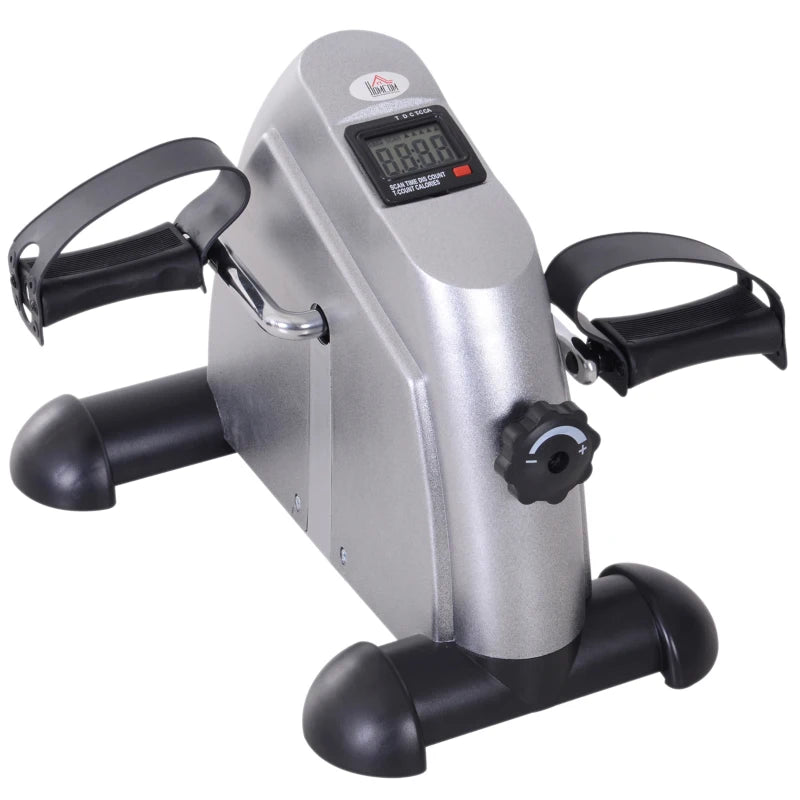 HOMCOM Mini Cyclette Portatile per Gambe e Braccia, Pedaliera per Riabilitazione con Display LCD, Argento