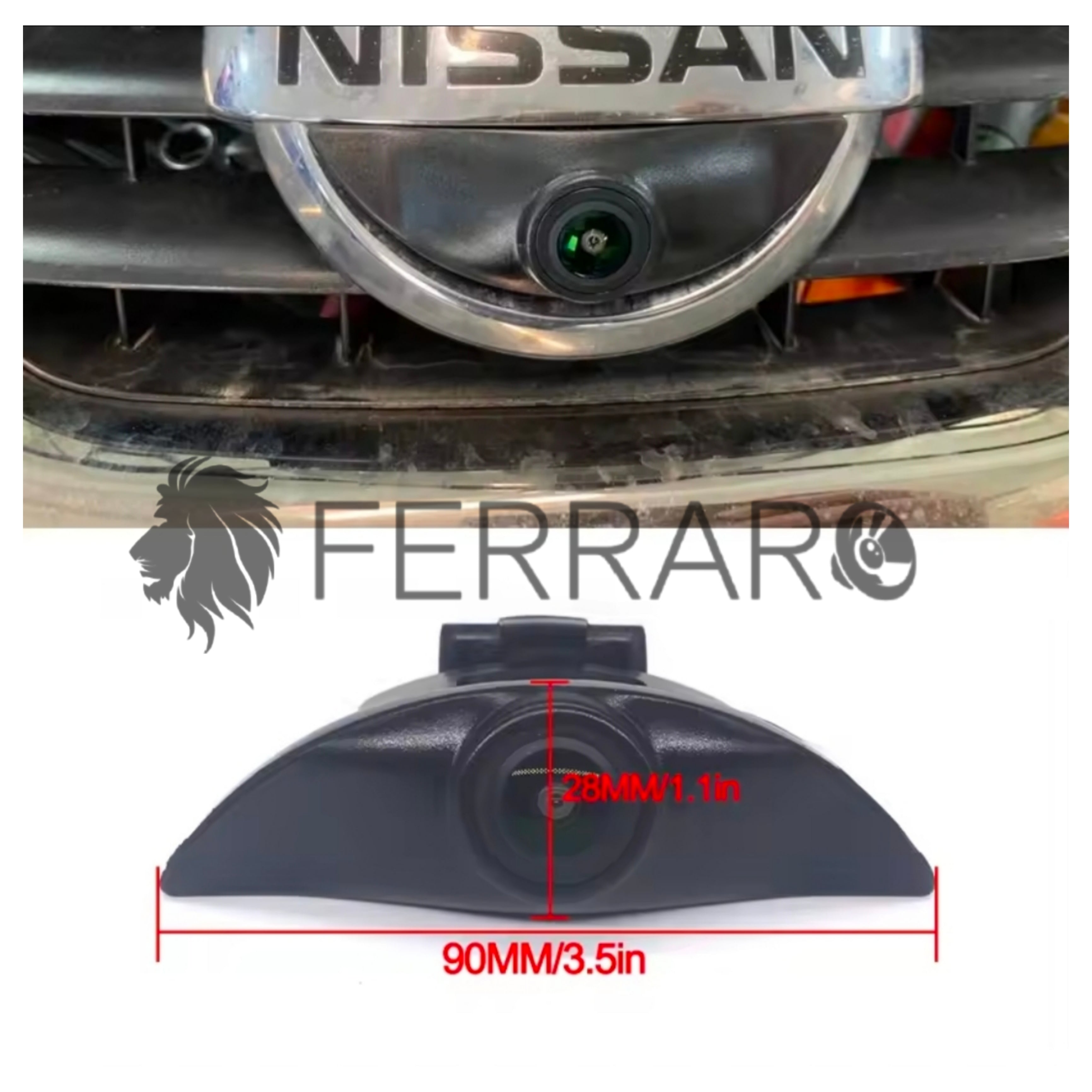 (PRENOTA)  Telecamera Frontale per Nissan X-Trail T30, Qashqai J10, J11 (Compatibilità in Descrizione), AHD, 1920x1080, 170° Gradi