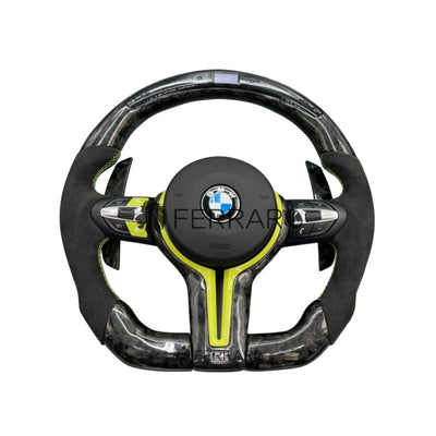 (PRENOTA) Volante per BMW, Carbonio Forgiato, LED, Linea Verde, Sport