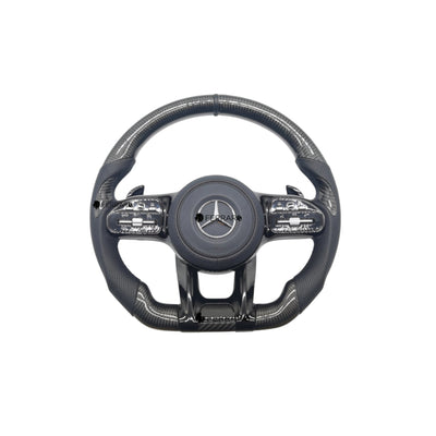(PRENOTA) Volante per Mercedes, Nero, Logo Argento, Foratura, AMG Nero