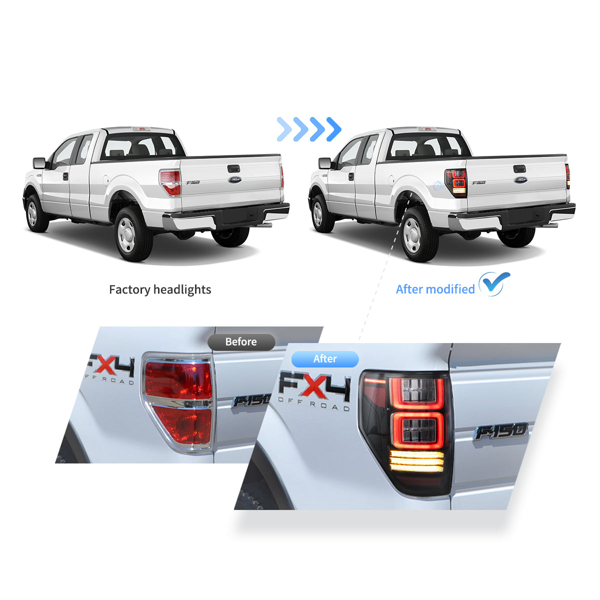(PRENOTA) Fanali  Posteriore Completo per Ford F150 12ª Serie (2009-2014) a LED